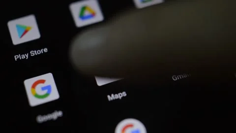 Close-up man's hand open google gps app on his phone. google maps 스톡 동영상 201657423