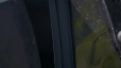 Close up man's hand opening door of black car Video stock 155357542