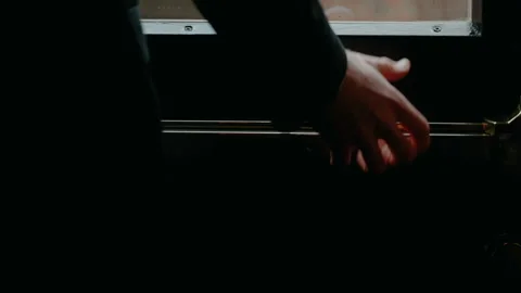 Close-up of man's hand opens the door and man leaves room. Door shut Stock Footage 170565416