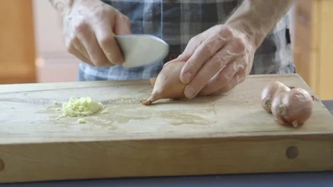 Close up - mans hands cooking Video stock 81186281