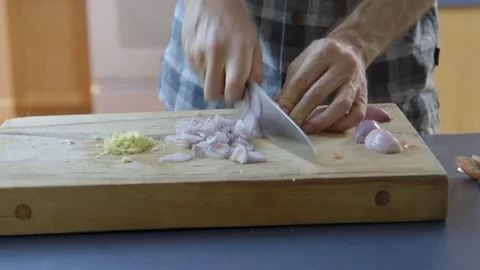Close up - mans hands cooking Stock Footage 81186326