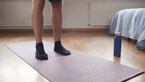 Close-up of a man's hands doing deadlift with a kettlebell. Exercise at home. Stock Footage 158487911