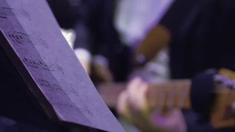 Close-up of man's hands playing the electric guitar at the concert. Stock Footage 303407481