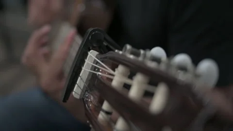 Close up Mans hands Playing Guitar Video stock 246255481