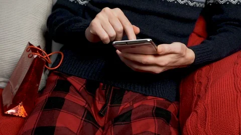 Close-up of a man's hands using a smartphone, cell phone, Internet, social netwo Stock Footage 121878832