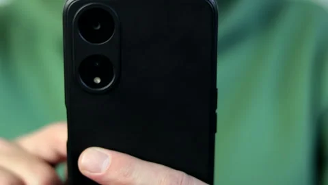 Close-up, man's hands using smartphone. Stock Footage 267146573