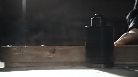 Close up of Man's Hands Working with one Piece of Luxury Furniture on his Stock Footage 125909293