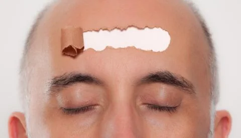 Close up of a man's head with an opening Stock Photos