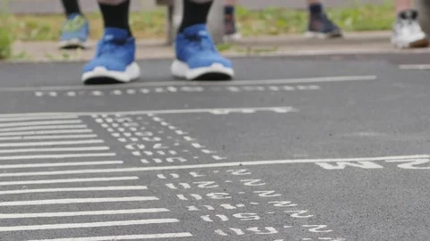 Close-up of a man's legs during long jump Stock Footage 161018219