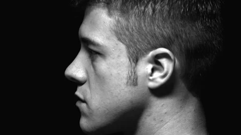 Close up of man's profile in black and white Stock Footage 23136257