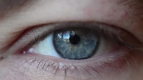 Close-up of a man's pupil. The human eye is very large. Stock Footage 155684217
