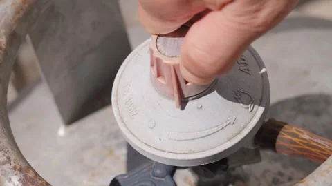 Close-up of manual gas cylinder control valve Stock Footage 274361695