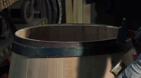Close up of manufacturing wine barrels Video stock 56916675