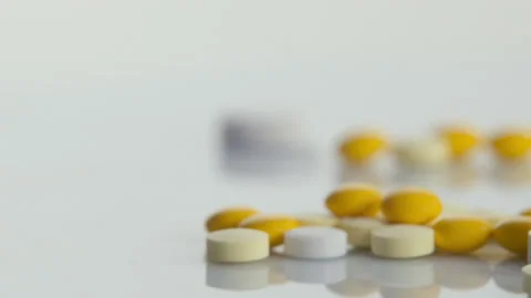 Close Up Of Many Different Pills Stock Footage 164295439