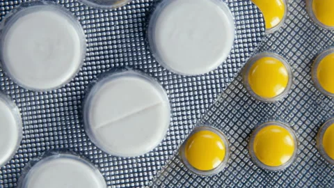 Close Up Of Many Different Pills Stock Footage 164297423