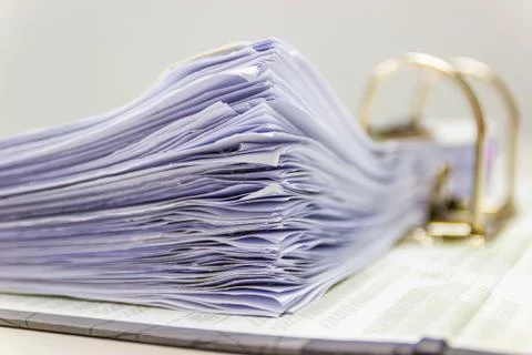 Close up - Many documents white paper are stored with in the Document file Foto stock