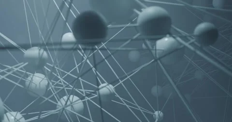 A close up of many small spheres connected by strings.  4K render animation Stock Footage 300164747