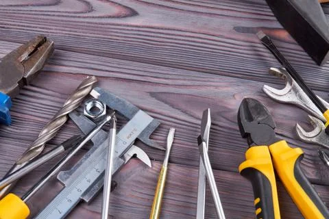 Close-up many worktools. Stock Photos