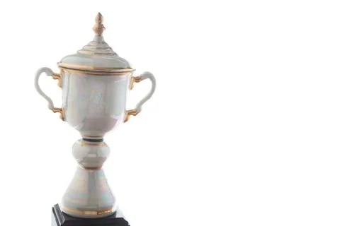 Close up of marble trophy isolated on white background. Winning awards with.. Foto stock