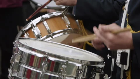 Close-Up of Marching Band Snare Drum Performance Stock Footage 276654912