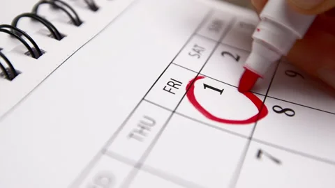 Close-up of a marker marking the first day of the calendar. Stock Footage 220029725