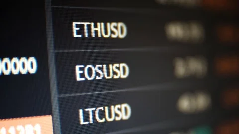 Close up of market traders screen cryptocurrency and indexes Stock Footage 129443591