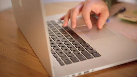Close up of married man at home doing family budget on laptop Stock Footage 126560495