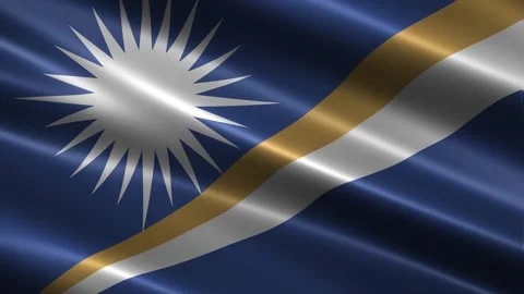 Close up of the Marshall Islands flag blowing in the wind Stock-Footage 348687230