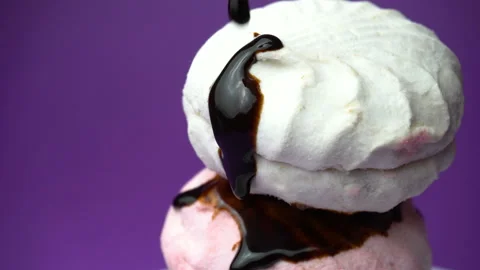 Close up marshmallow pouring melt hot chocolate. Stock Footage 85993752