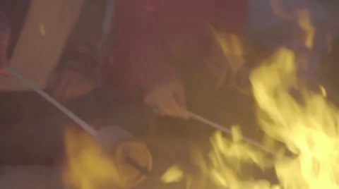 Close up of marshmallows roasting Video stock 53257623