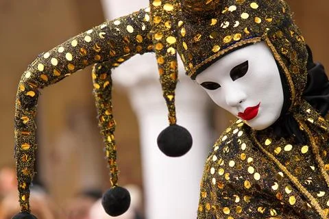A close-up of a masked performer Stock Photos