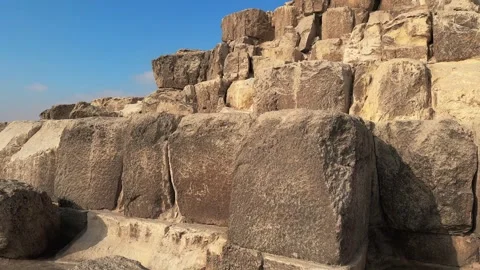 Close Up of Massive Ancient Limestone Blocks at the Base of the Great Pyramid of 스톡 동영상 341840253