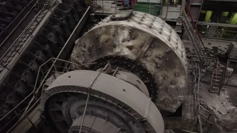 Close up Massive mills are grinding of ore at the plant Video stock 223534998