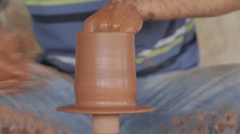 Close-Up Of Master Hands Making Pottery On A Wheel Stock Footage 41947981