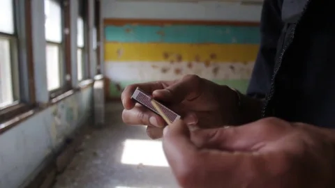 A close up of a match being lit Stock Footage 79334365