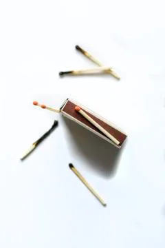 Close up of a match on a Scraping surface. top view Stock Photos