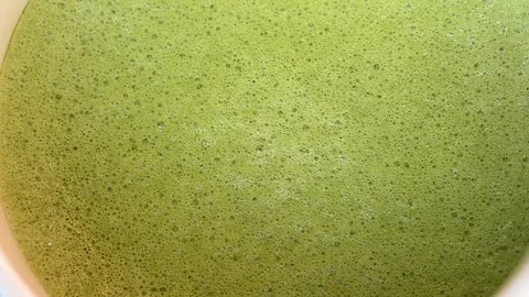 Close up of matcha texture with creamy foam Stock Footage 334132045