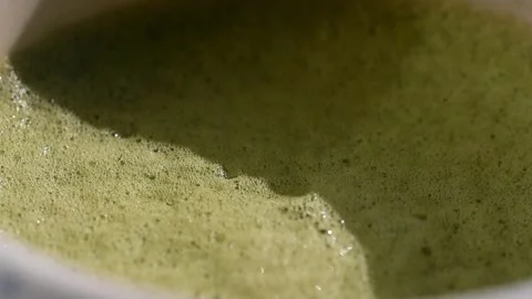 Close up of matcha texture with creamy foam Stock Footage 334132047