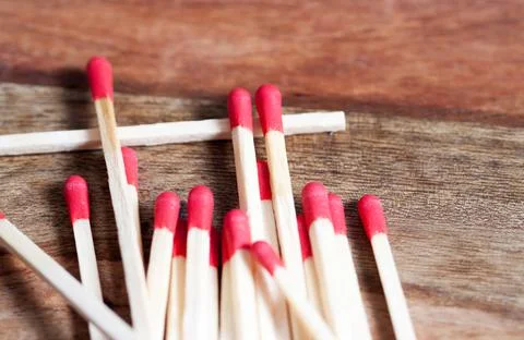 Close-up of matches Stock Photos