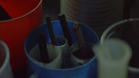 Close-up of materials and tools for Painting on fabric dyes  - Penang, Malaysia Video stock 108798728