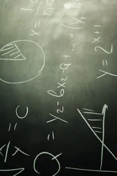 Close up of math formulas on a blackboard Stock Photos