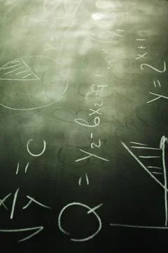 Close up of math formulas on a blackboard Stock Photos