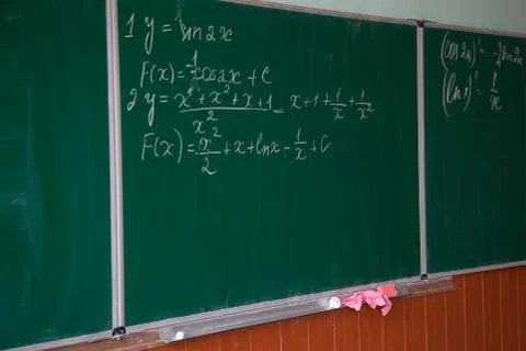 Close up of math formulas on a blackboard Stock Photos
