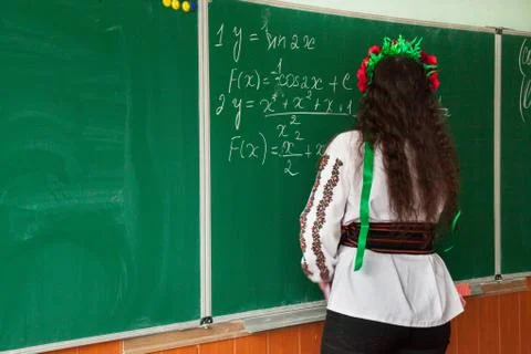 Close up of math formulas on a blackboard 스톡 사진