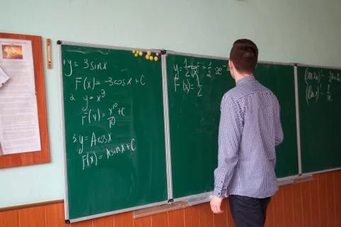 Close up of math formulas on a blackboard Stock Photos