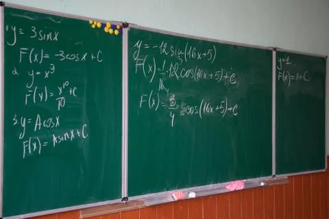Close up of math formulas on a blackboard 스톡 사진