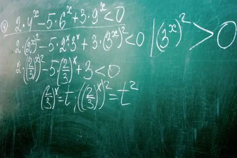 Close up of math formulas on a blackboard Stock Photos