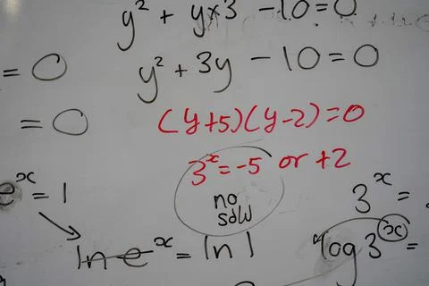 Close up of math, graphs and equations on a white board Stock Photos