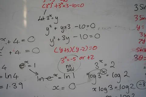 Close up of math, graphs and equations on a white board Photos