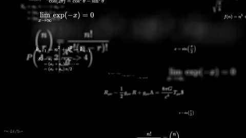 Close-up of mathematical formulas on a black background. Vídeo Stock 262074785
